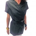 Blouse cache-coeur noire "spa manager" 